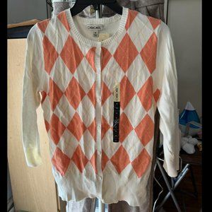 Cherokee Orange diamond plaid Cardigan